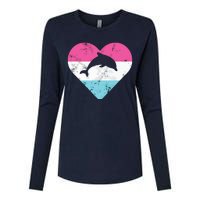 Retro Vintage Dolphin Gift For Womens Cotton Relaxed Long Sleeve T-Shirt