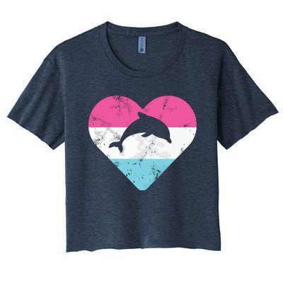 Retro Vintage Dolphin Gift For Women's Crop Top Tee