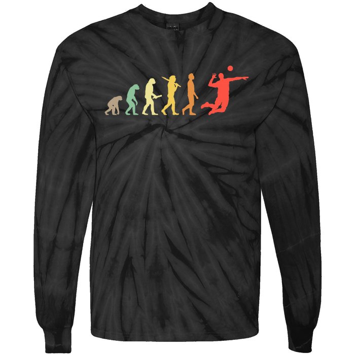 Retro Volleyball Evolution Gift For Volleyball Players Tie-Dye Long Sleeve Shirt