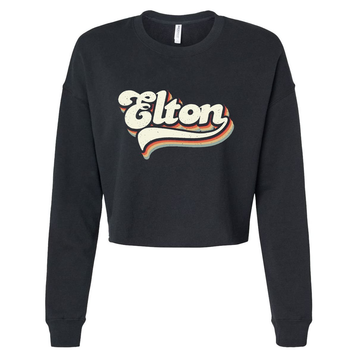 Retro Vintage Elton Cropped Pullover Crew