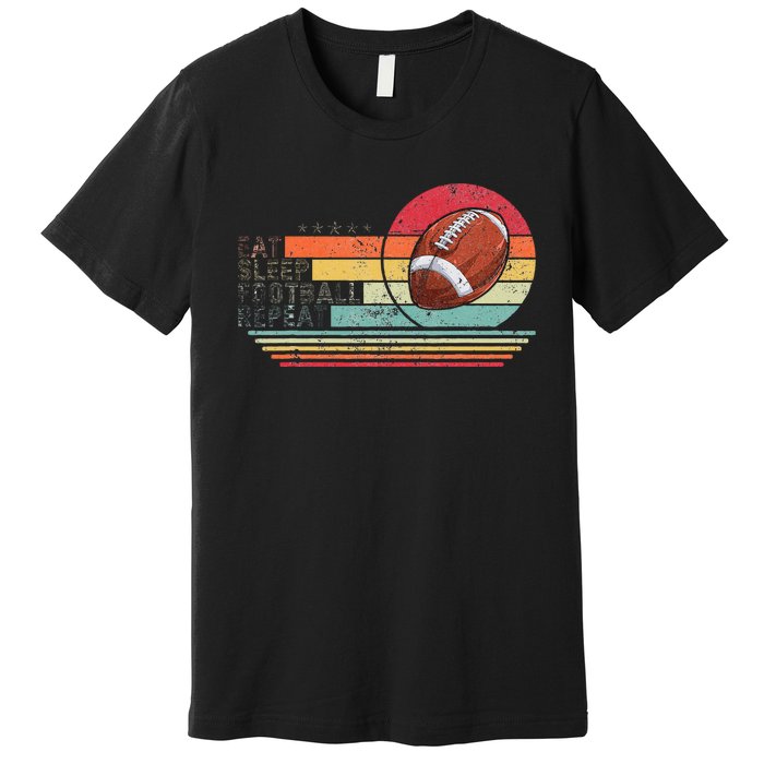 Retro Vintage Eat Sleep Football Repeat American Sport Premium T-Shirt