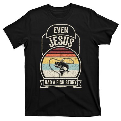 Retro Vintage Even Jesus Had A Fish Story Fishing T-Shirt