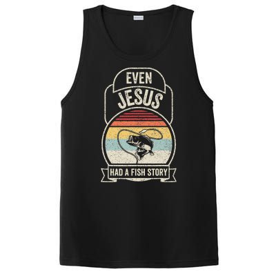 Retro Vintage Even Jesus Had A Fish Story Fishing PosiCharge Competitor Tank