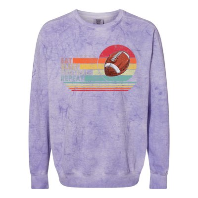 Retro Vintage Eat Sleep Football Repeat American Sport Colorblast Crewneck Sweatshirt