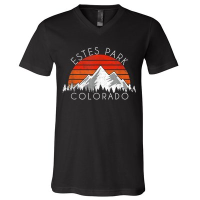 Retro Vintage Estes Park, Colorado Distressed V-Neck T-Shirt