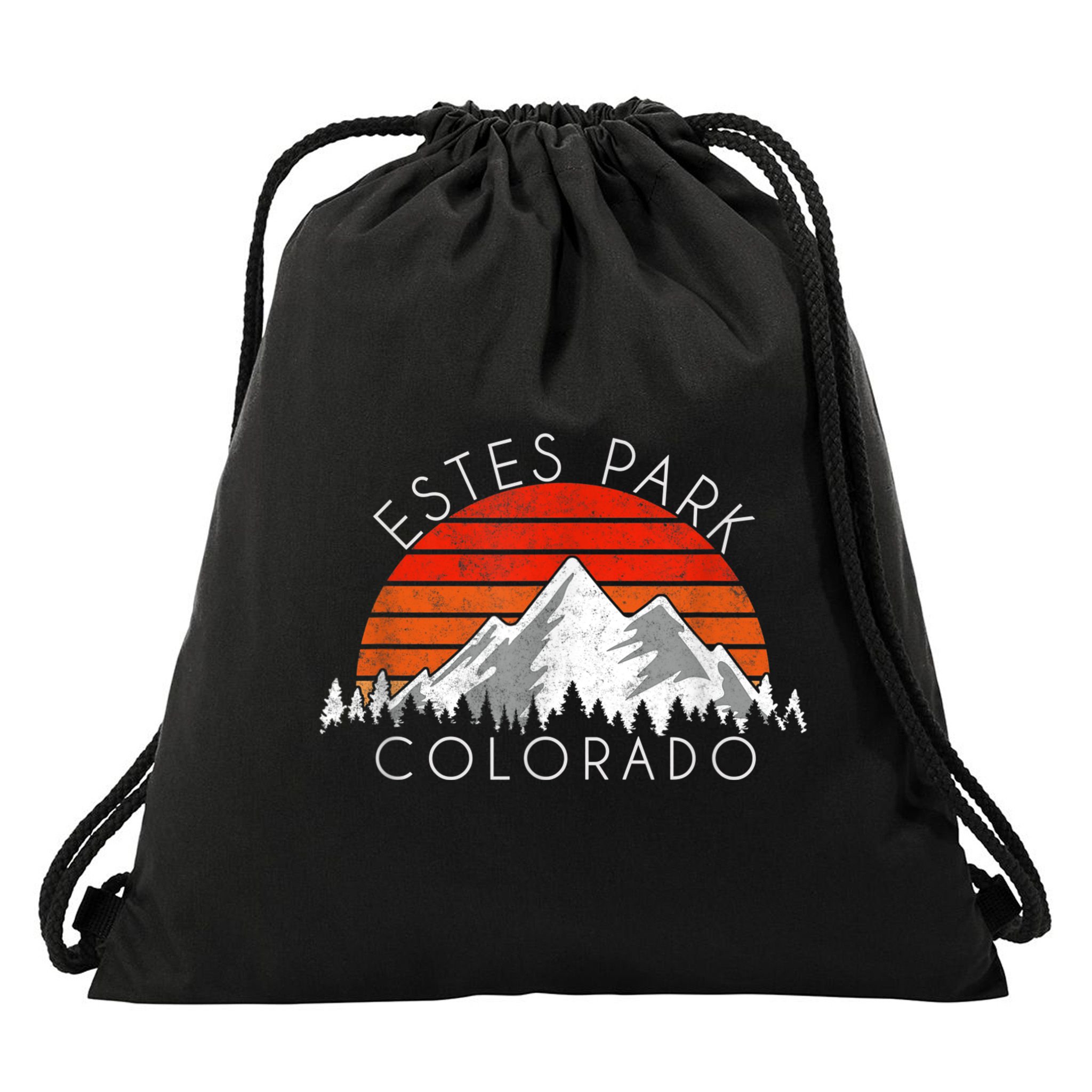 Retro Vintage Estes Park, Colorado Distressed Drawstring Bag
