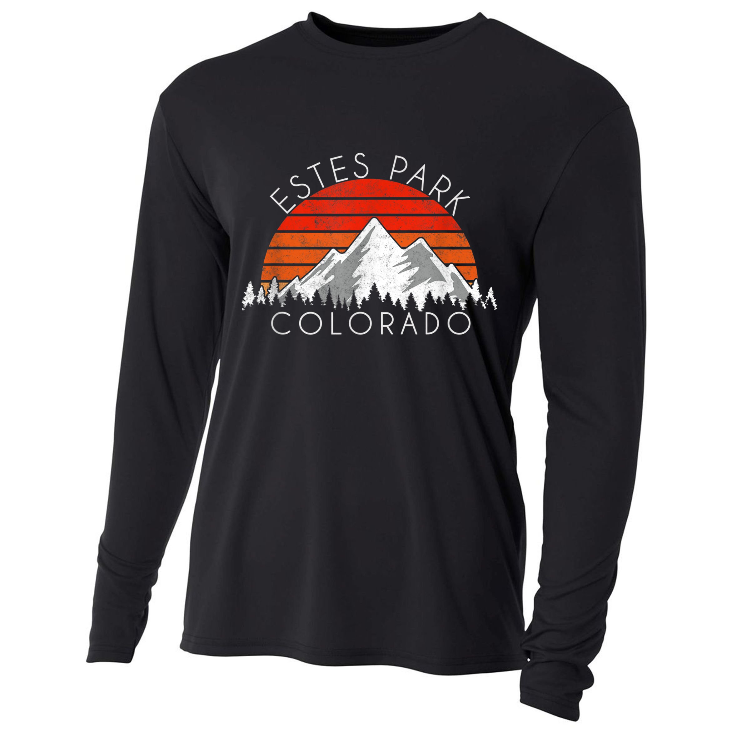 Retro Vintage Estes Park, Colorado Distressed Cooling Performance Long Sleeve Crew