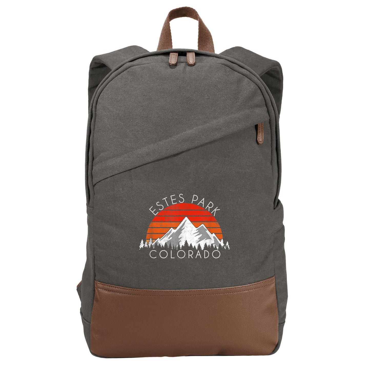 Retro Vintage Estes Park, Colorado Distressed Cotton Canvas Backpack