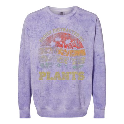 Retro Vintage Easily Distracted By Plants For Plants Lover Colorblast Crewneck Sweatshirt