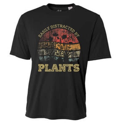 Retro Vintage Easily Distracted By Plants For Plants Lover Cooling Performance Crew T-Shirt