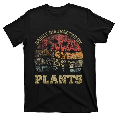 Retro Vintage Easily Distracted By Plants For Plants Lover T-Shirt