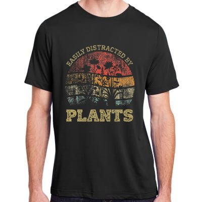 Retro Vintage Easily Distracted By Plants For Plants Lover Adult ChromaSoft Performance T-Shirt