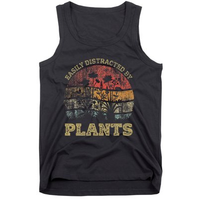 Retro Vintage Easily Distracted By Plants For Plants Lover Tank Top