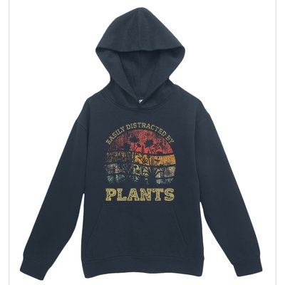 Retro Vintage Easily Distracted By Plants For Plants Lover Urban Pullover Hoodie