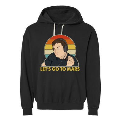 Retro Vintage Elon Musk Let's Go To Mars Garment-Dyed Fleece Hoodie