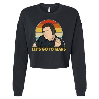 Retro Vintage Elon Musk Let's Go To Mars Cropped Pullover Crew