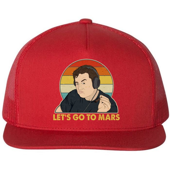 Retro Vintage Elon Musk Let's Go To Mars Flat Bill Trucker Hat