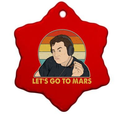 Retro Vintage Elon Musk Let's Go To Mars Ceramic Star Ornament