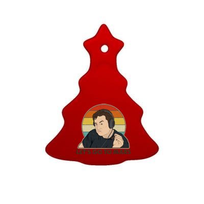 Retro Vintage Elon Musk Let's Go To Mars Ceramic Tree Ornament