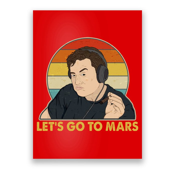 Retro Vintage Elon Musk Let's Go To Mars Poster