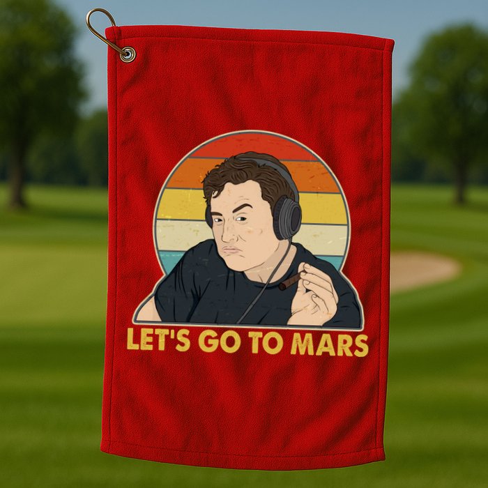 Retro Vintage Elon Musk Let's Go To Mars Golf Towel