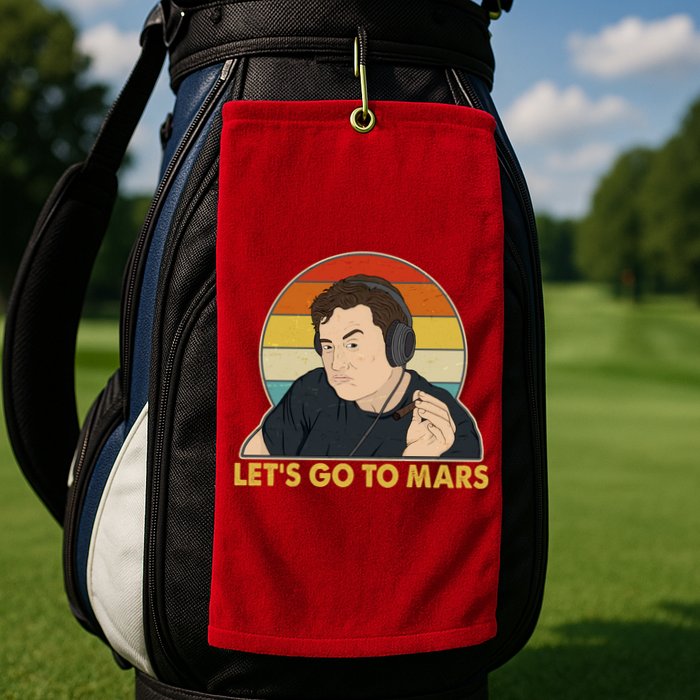 Retro Vintage Elon Musk Let's Go To Mars Golf Towel