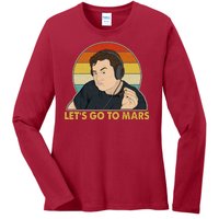 Retro Vintage Elon Musk Let's Go To Mars Ladies Long Sleeve Shirt