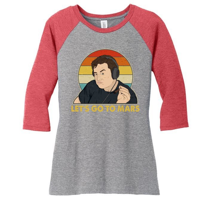 Retro Vintage Elon Musk Let's Go To Mars Women's Tri-Blend 3/4-Sleeve Raglan Shirt