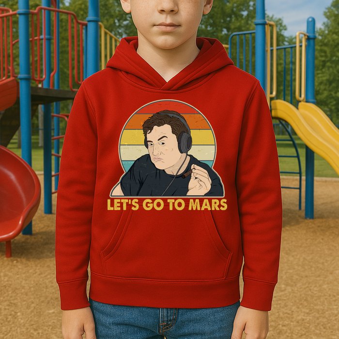 Retro Vintage Elon Musk Let's Go To Mars Kids Hoodie