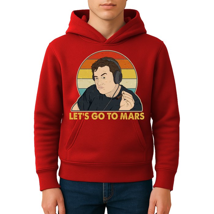 Retro Vintage Elon Musk Let's Go To Mars Kids Hoodie