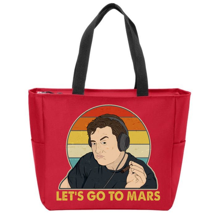 Retro Vintage Elon Musk Let's Go To Mars Zip Tote Bag