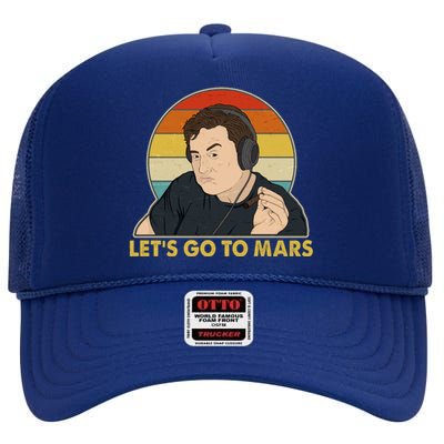 Retro Vintage Elon Musk Let's Go To Mars High Crown Mesh Back Trucker Hat