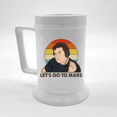 Retro Vintage Elon Musk Let's Go To Mars Beer Stein