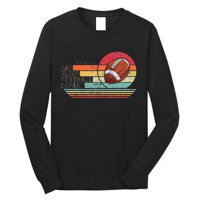 Retro Vintage Eat Sleep Football Repeat American Sport Long Sleeve Shirt