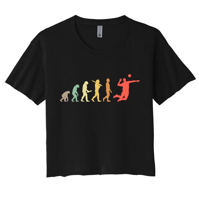 Retro Volleyball Evolution Gift For Volleyball Players Gift Crop Top