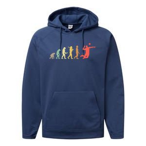 Retro Volleyball Evolution Gift For Volleyball Players Gift Performance Fleece Hoodie