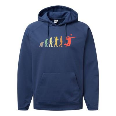 Retro Volleyball Evolution Gift For Volleyball Players Gift Performance Fleece Hoodie