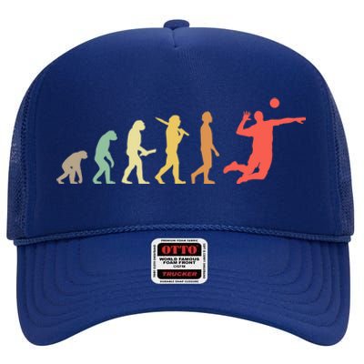 Retro Volleyball Evolution Gift For Volleyball Players Gift High Crown Mesh Back Trucker Hat