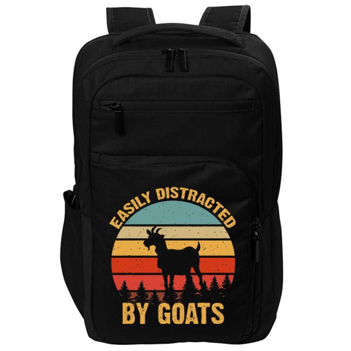 Retro Vintage Easily Distracted By Goats Funny Goat Lover Impact Tech Backpack