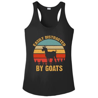 Retro Vintage Easily Distracted By Goats Funny Goat Lover Ladies PosiCharge Competitor Racerback Tank