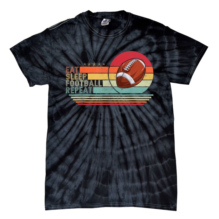 Retro Vintage Eat Sleep Football Repeat American Sport Boy Tie-Dye T-Shirt