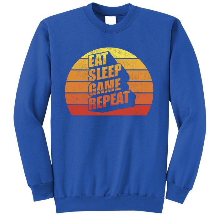 Retro Vintage Eat Sleep Game Repeat Gamer Funny Gift Funny Gaming Gift Sweatshirt