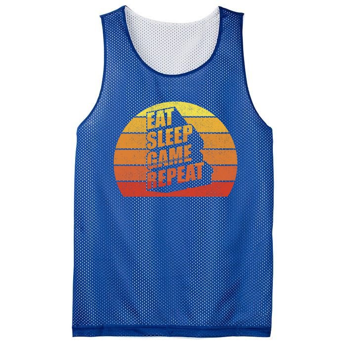 Retro Vintage Eat Sleep Game Repeat Gamer Funny Gift Funny Gaming Gift Mesh Reversible Basketball Jersey Tank