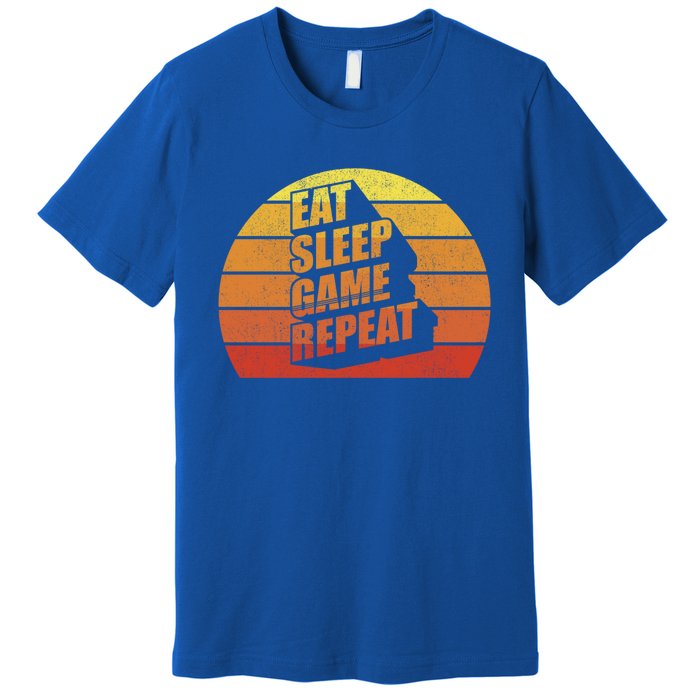 Retro Vintage Eat Sleep Game Repeat Gamer Funny Gift Funny Gaming Gift Premium T-Shirt