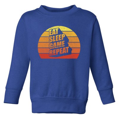 Retro Vintage Eat Sleep Game Repeat Gamer Funny Gift Funny Gaming Gift Toddler Sweatshirt