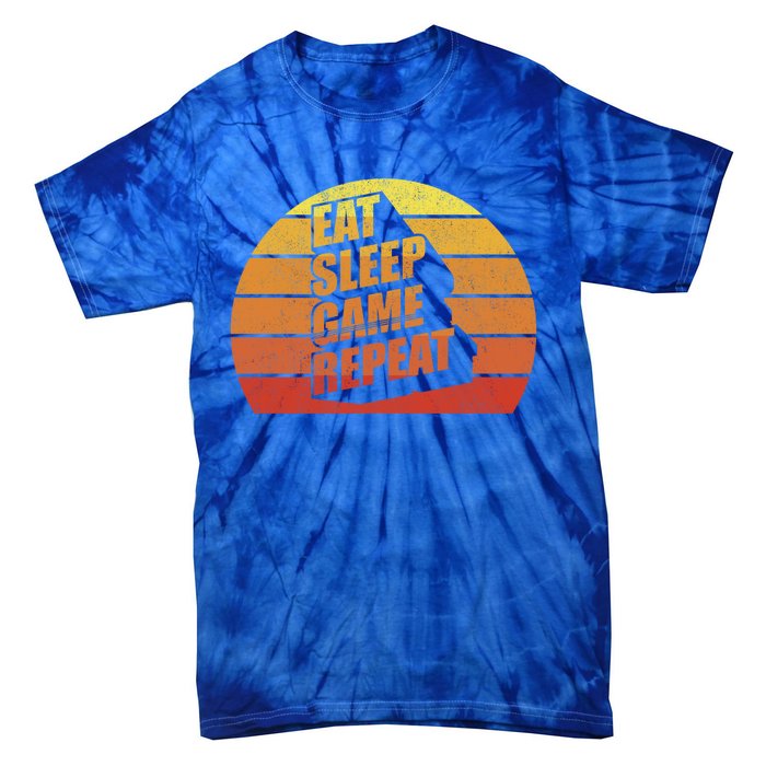 Retro Vintage Eat Sleep Game Repeat Gamer Funny Gift Funny Gaming Gift Tie-Dye T-Shirt