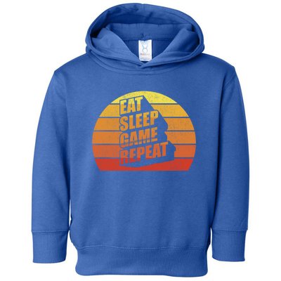 Retro Vintage Eat Sleep Game Repeat Gamer Funny Gift Funny Gaming Gift Toddler Hoodie