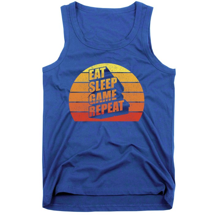 Retro Vintage Eat Sleep Game Repeat Gamer Funny Gift Funny Gaming Gift Tank Top