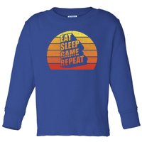 Retro Vintage Eat Sleep Game Repeat Gamer Funny Gift Funny Gaming Gift Toddler Long Sleeve Shirt