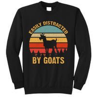 Retro Vintage Easily Distracted By Goats Funny Goat Lover Sweatshirt